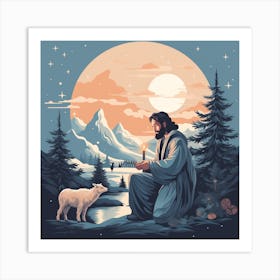 Jesus In The Mountains 2 Art Print