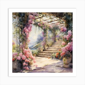 Seraphic Blooms: Opulent Watercolour Symphony Art Print