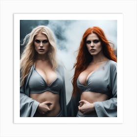 Two Women With Red and blond Hair Art Print