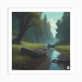 Boat On A River 9 Art Print