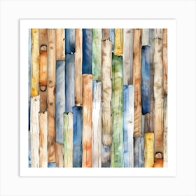 Watercolor Wood Planks Art Print