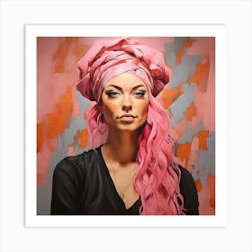 Portrait Of A Woman With Pink Hair 2 Art Print