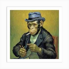 The Barstool Beasts Monkey Smoking A Cigarette Art Print