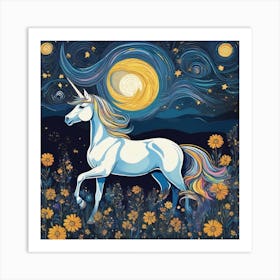 Unicorn In The Night Sky Art Print