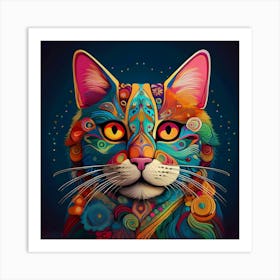 Colorful Cat Art Print