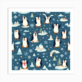 Playful Penguin Pattern Art Print