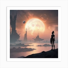 Woman Looking At The Moon 1 Art Print