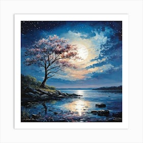 Moonlight Tree Art Print