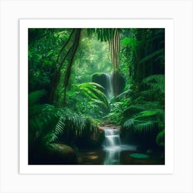 Waterfall In The Jungle Art Print