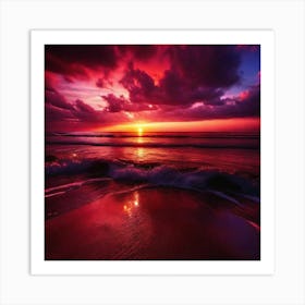 Sunset On The Beach 1078 Art Print