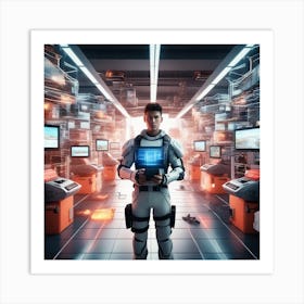 Futuristic Man In Space 13 Art Print