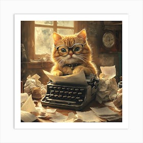 Funny Cat Writer Vintage 10 Art Print