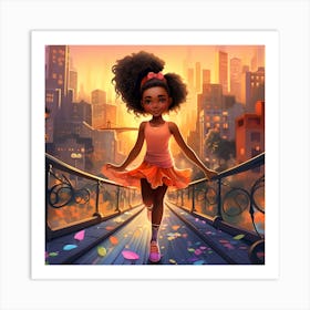 Little Girl On A Bridge Art Print