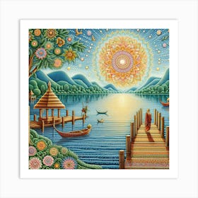 Pier By The Lake Art Print