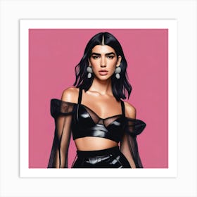 dua lipa colourful art print portrait Art Print