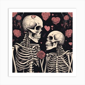 Skeleton Couple 1 Art Print