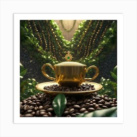 Golden Coffee Cup Art Print