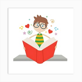 Boy Reading A Book Art Print