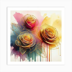 Gold Roses Art Print