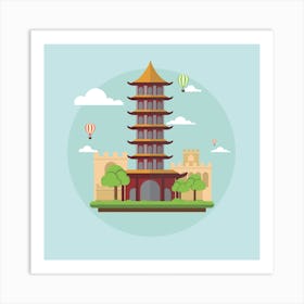 Chinese Pagoda China Landmark Landscape Art Print