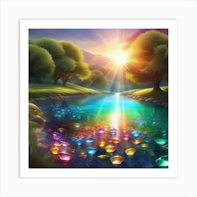 Rainbow Lily Pond Art Print