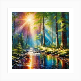 Rainbow In The Forest 1 Art Print