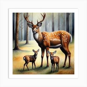 Deer Family Art Print