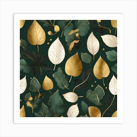 Golden and green leaves Art Print