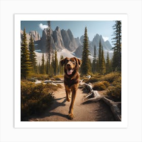 Dog in Woods Art Print