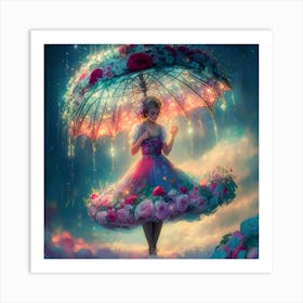 Girl With An Umbrella Art Print