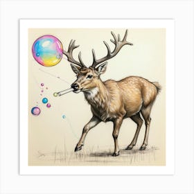 Deer With Bubbles 3 Art Print