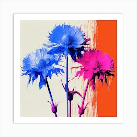 Andy Warhol Style Pop Art Flowers Cornflower 3 Square Art Print