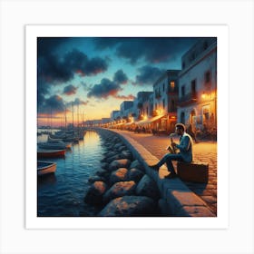 Man On The Shore Art Print