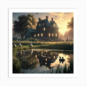 ducks at dawn Art Print