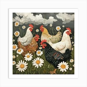 Chickens Fairycore Painting 1 Art Print