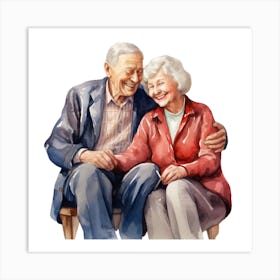 Old Couple Hugging 1 Art Print