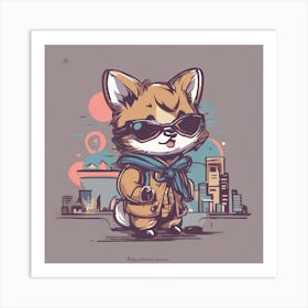 Fox In Sunglasses Art Print