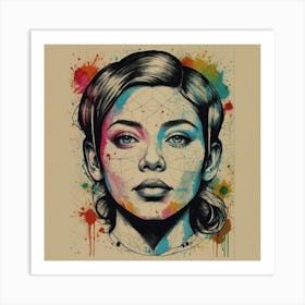 Girl With Paint Splatters 1 Art Print