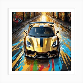 Gold Lamborghini Art Print