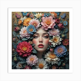 Array of vibrantly colored flowers with intricate patterns Art Print