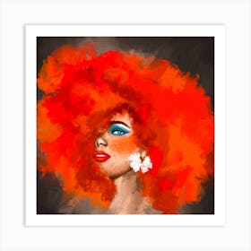 Orange Hair Square Art Print