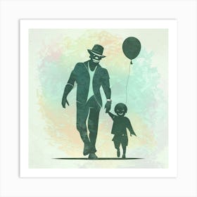 Father And Daughter Holding Balloons Art Print