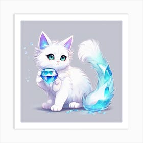 Ice Crystal Cat Art Print