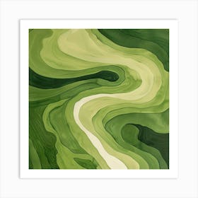 Green Wavy Water Art Print