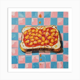 Beans On Toast Pastel Checkerboard 3 Art Print