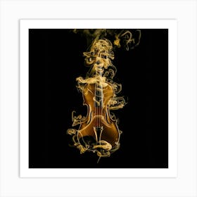 Violin In Smoke Art Print