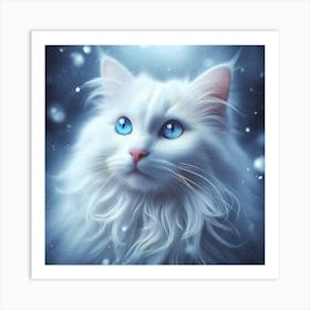 White Cat With Blue Eyes 2 Art Print