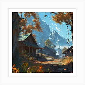 Autumn Village Art Print