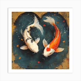 Koi Fish In Heart 6 Art Print