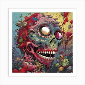 Zombie Skull Art Print